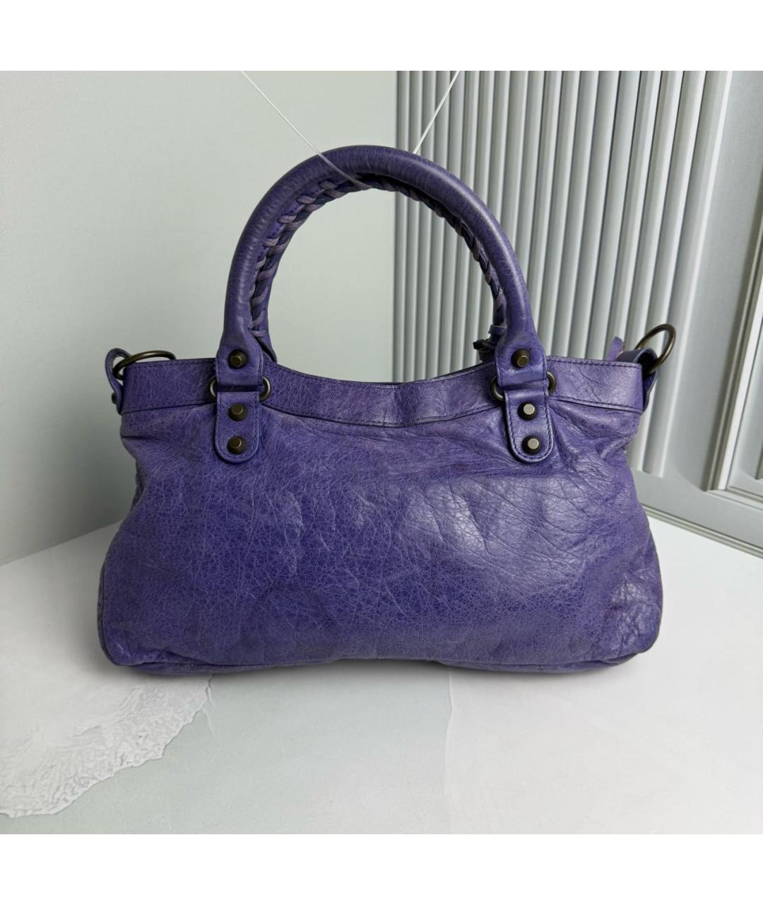 BALENCIAGA Фиолетовая кожаная сумка с короткими ручками, фото 2