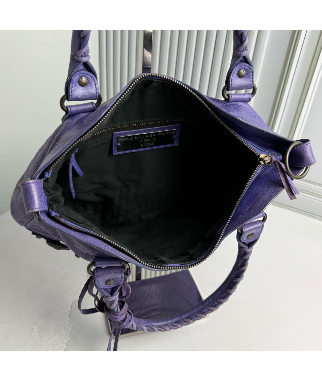 BALENCIAGA Фиолетовая кожаная сумка с короткими ручками, фото 8