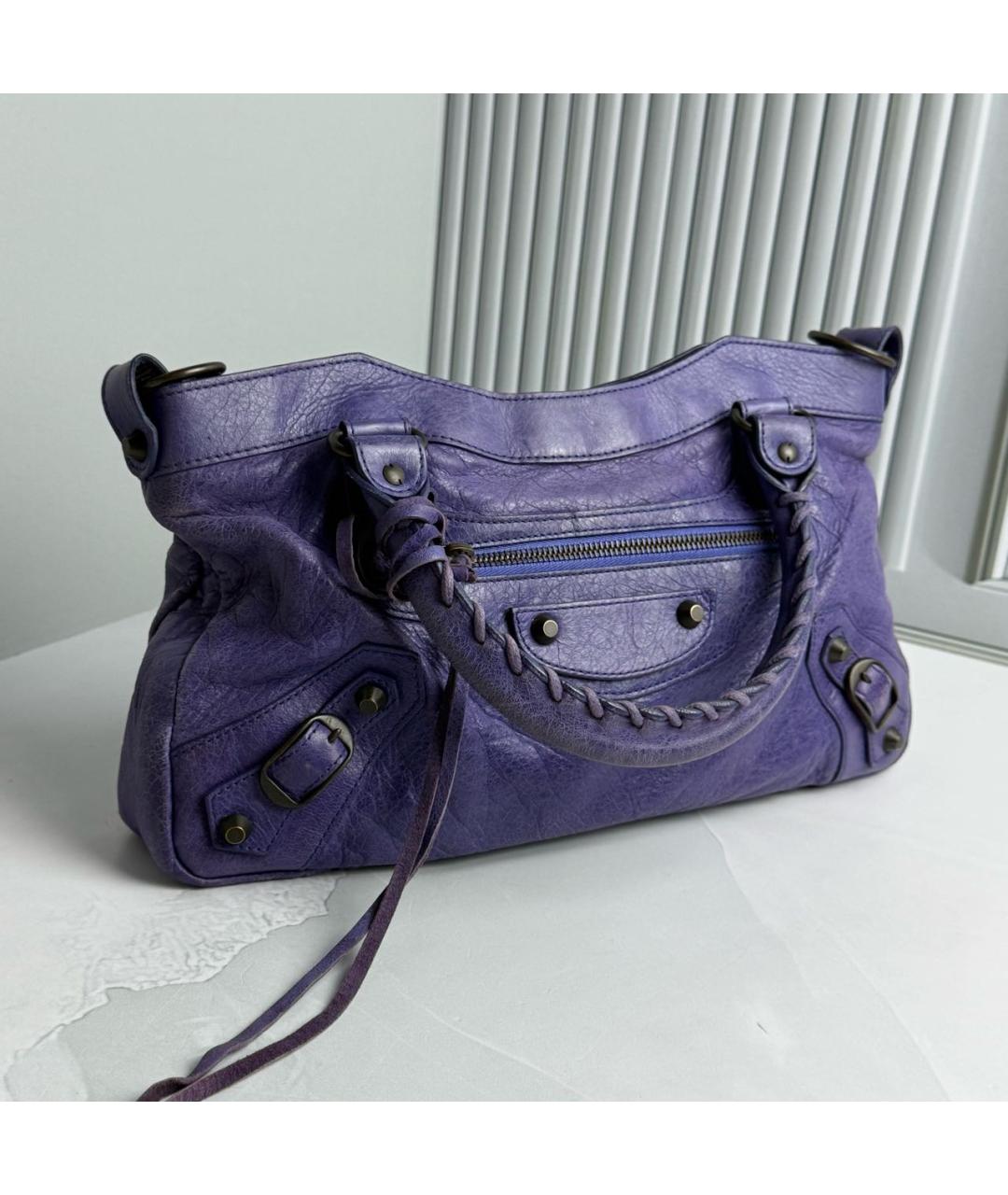 BALENCIAGA Фиолетовая кожаная сумка с короткими ручками, фото 6