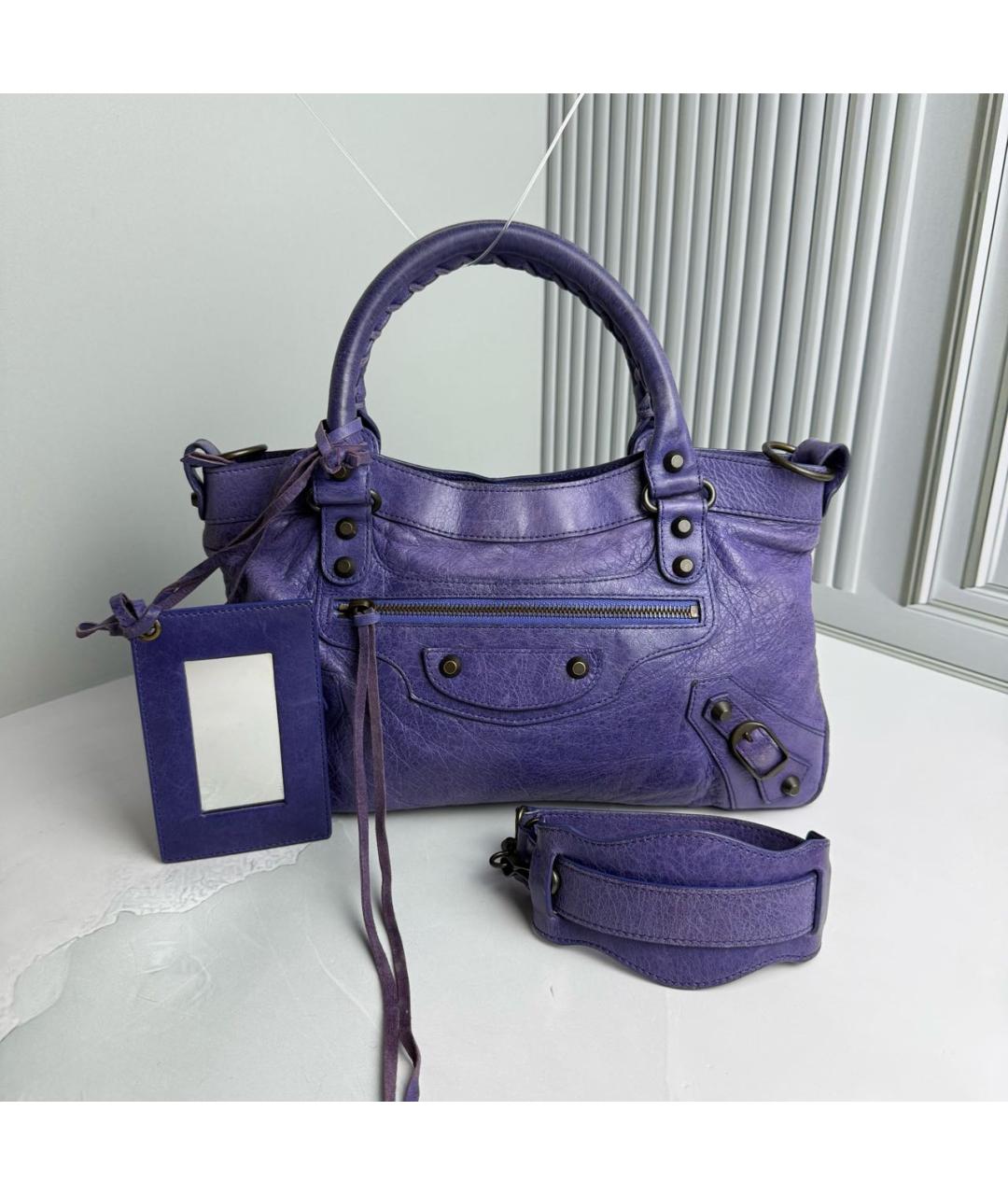 BALENCIAGA Фиолетовая кожаная сумка с короткими ручками, фото 9