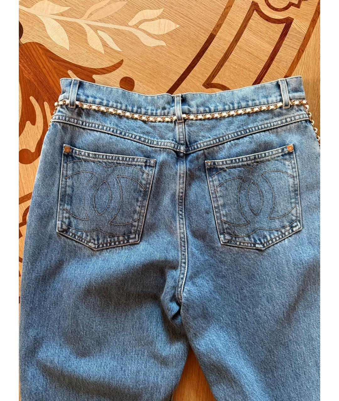 CHANEL Голубые хлопковые прямые джинсы, фото 3