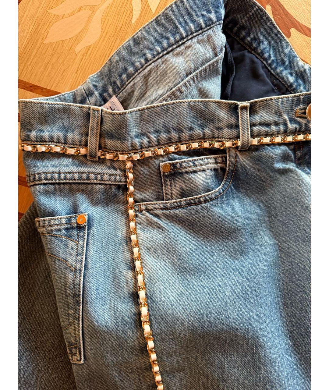 CHANEL Голубые хлопковые прямые джинсы, фото 4