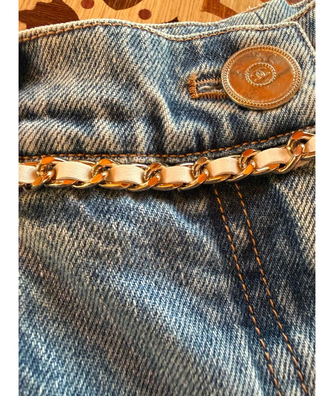 CHANEL Голубые хлопковые прямые джинсы, фото 7