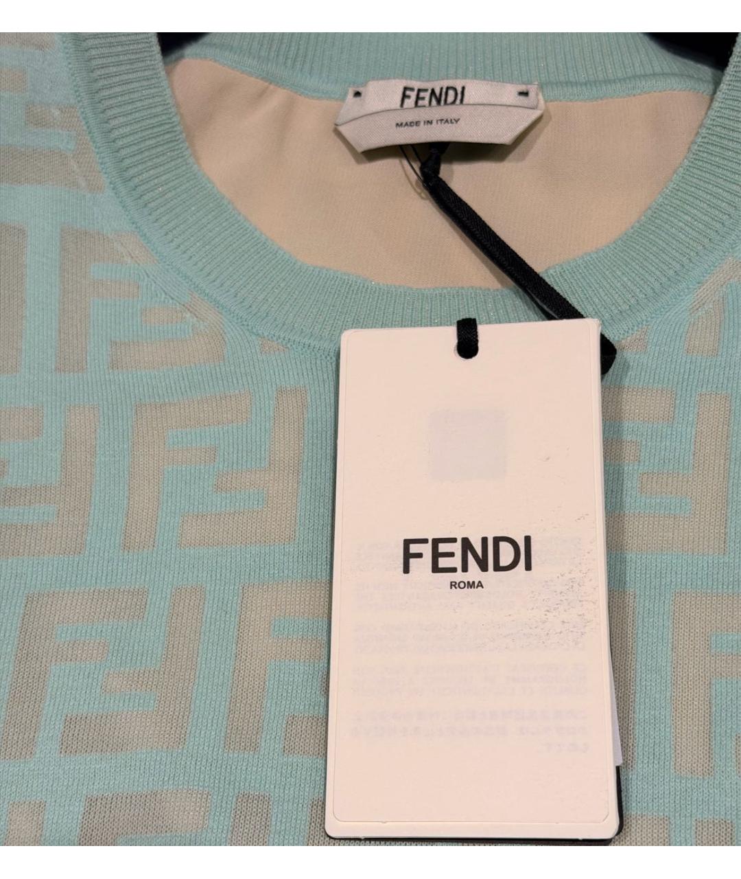 FENDI Бирюзовый хлопковый костюм с юбками, фото 2