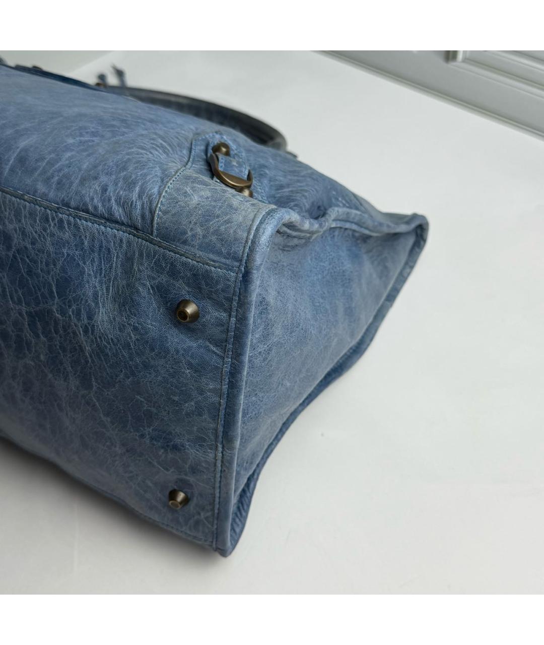 BALENCIAGA Синяя кожаная сумка с короткими ручками, фото 4