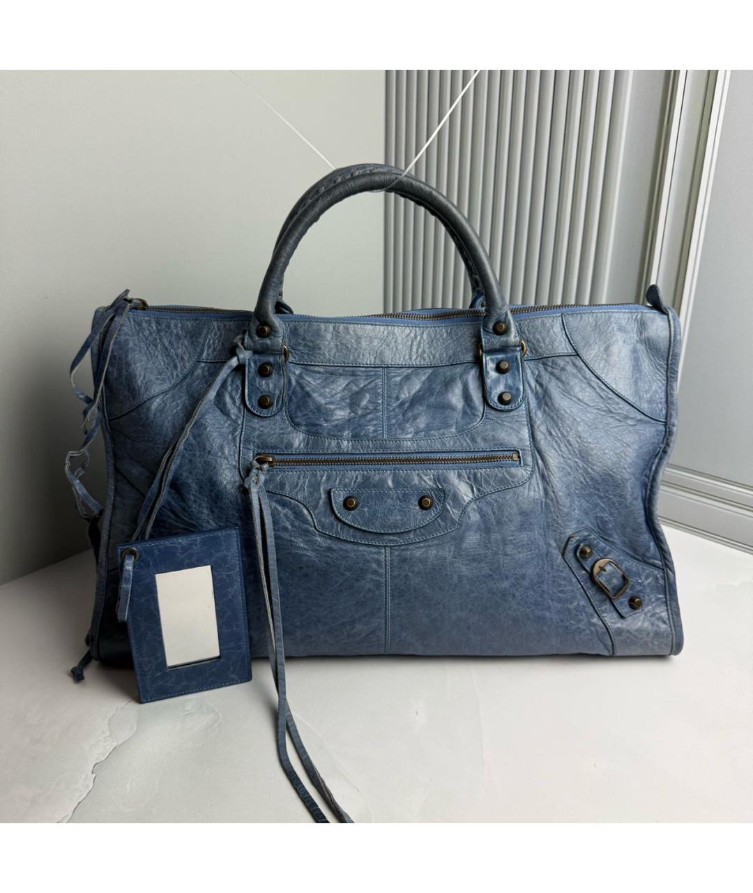 BALENCIAGA Синяя кожаная сумка с короткими ручками, фото 9