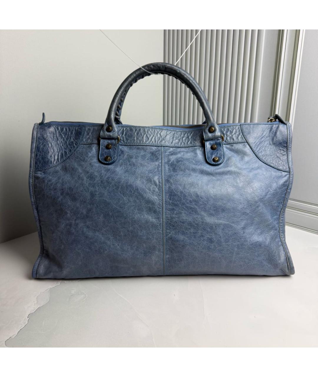 BALENCIAGA Синяя кожаная сумка с короткими ручками, фото 2