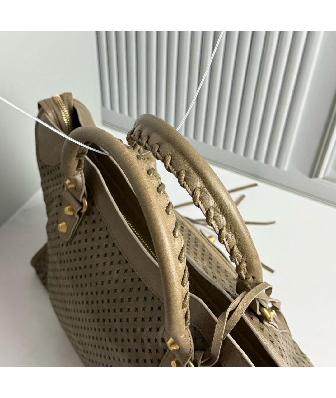 BALENCIAGA Коричневая кожаная сумка с короткими ручками, фото 6