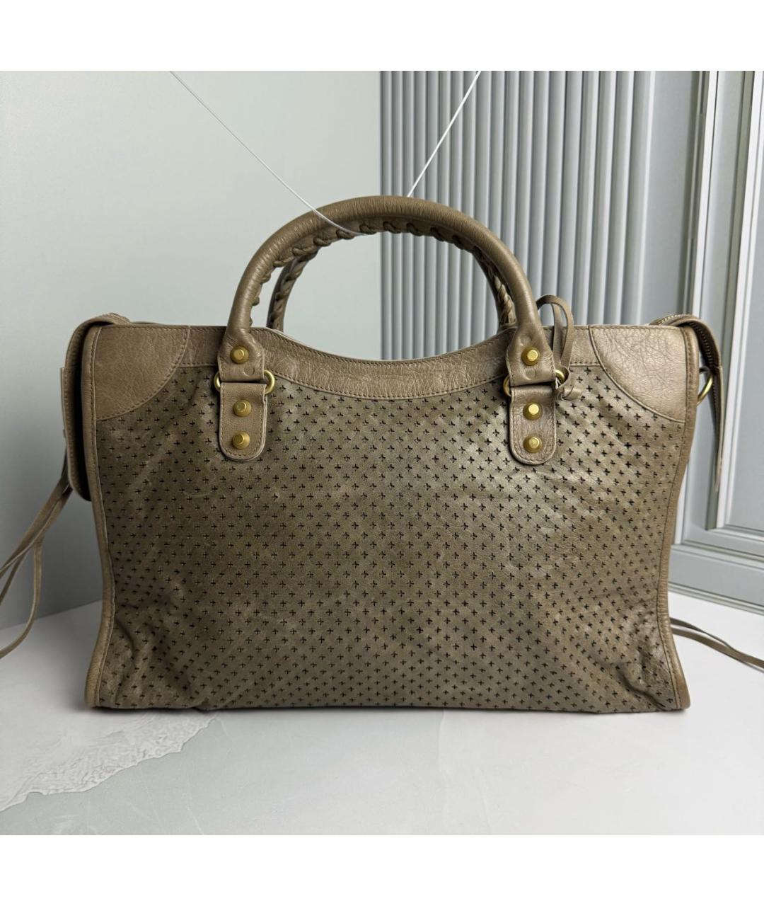 BALENCIAGA Коричневая кожаная сумка с короткими ручками, фото 2