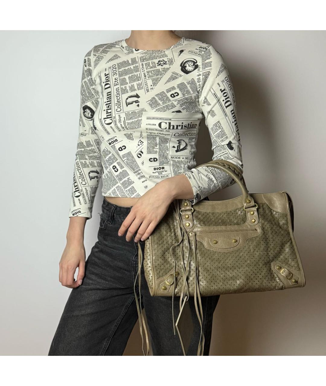 BALENCIAGA Коричневая кожаная сумка с короткими ручками, фото 8