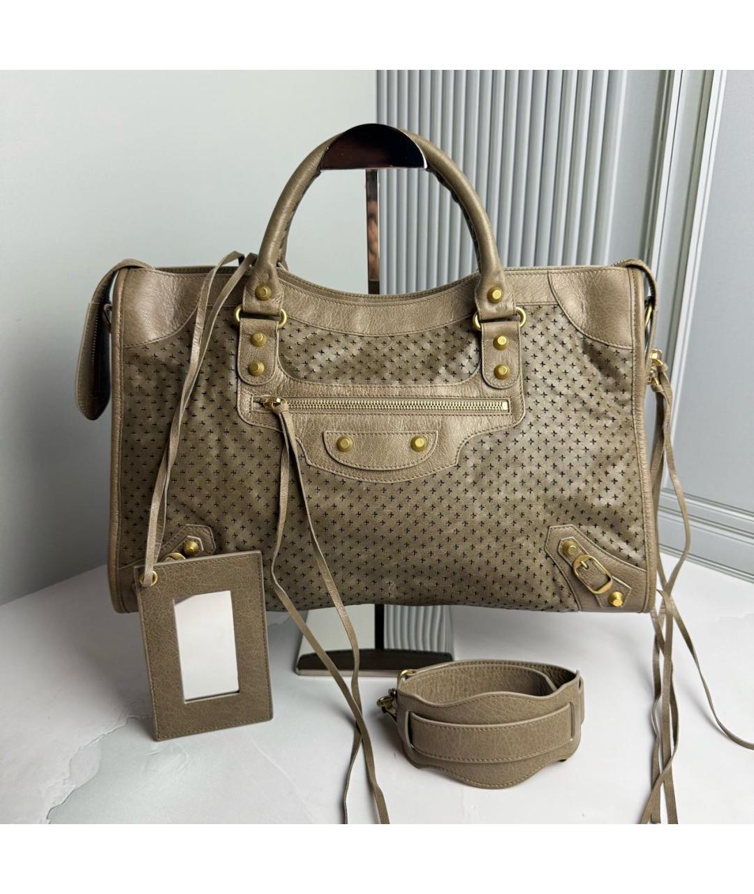 BALENCIAGA Коричневая кожаная сумка с короткими ручками, фото 9