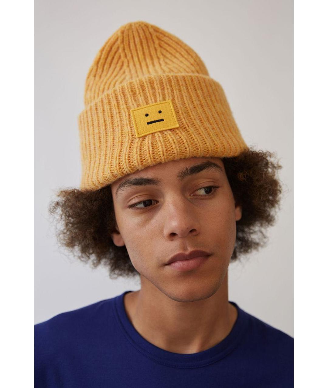 ACNE STUDIOS Оранжевая шерстяная шапка, фото 3