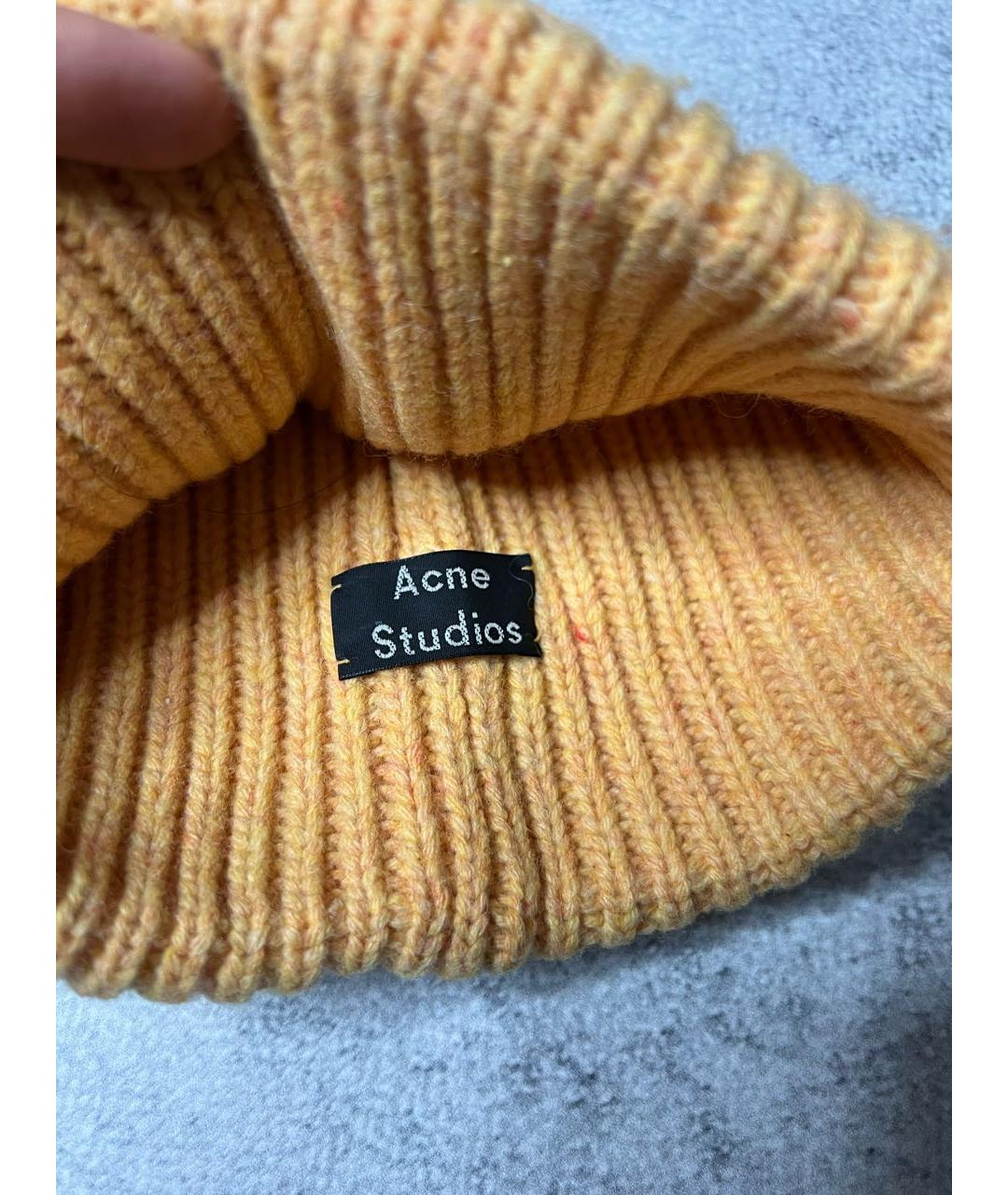 ACNE STUDIOS Оранжевая шерстяная шапка, фото 4