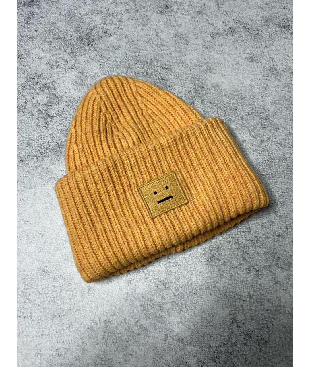 ACNE STUDIOS Оранжевая шерстяная шапка, фото 2