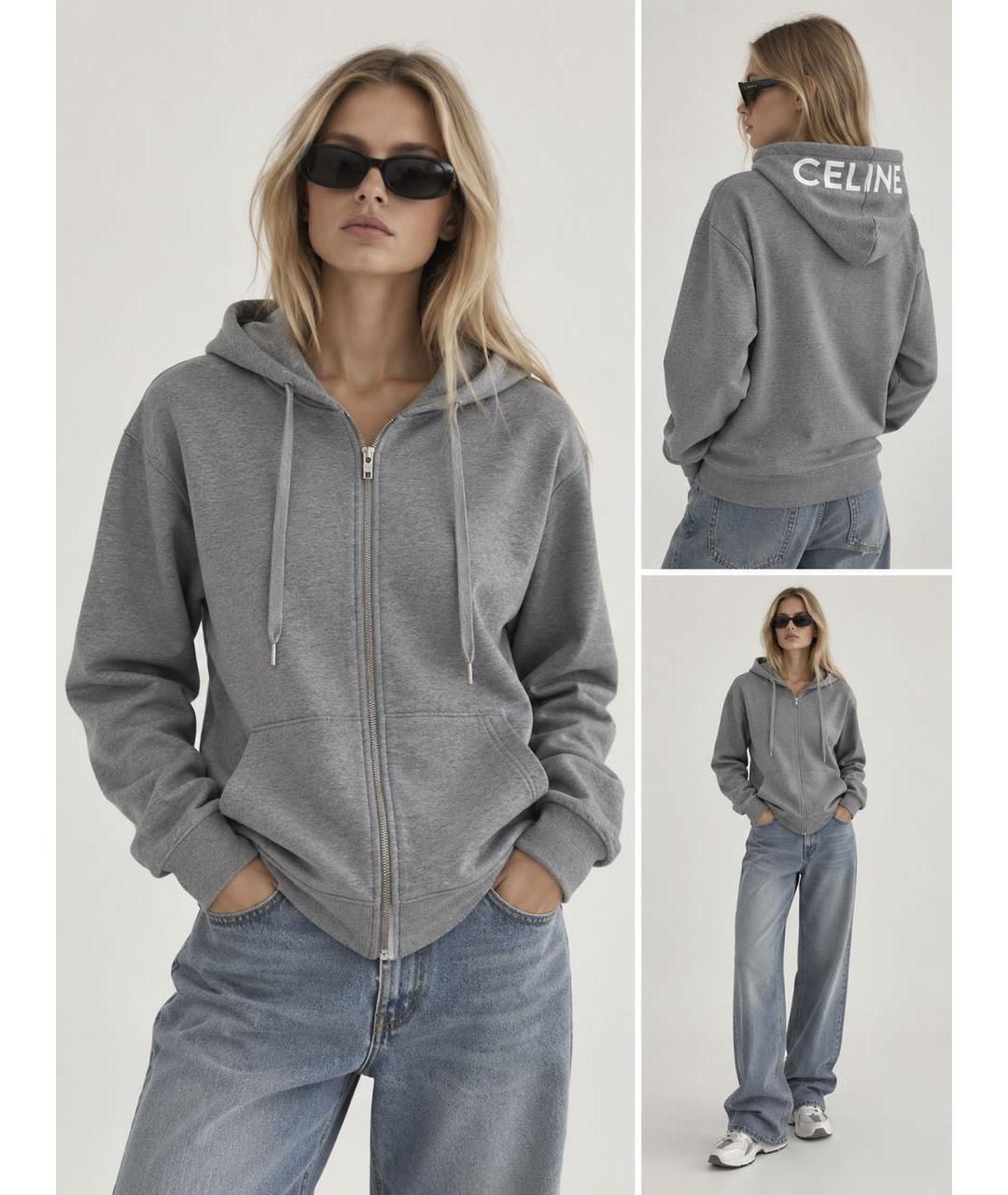 CELINE Серая хлопковая спортивная куртка, фото 2