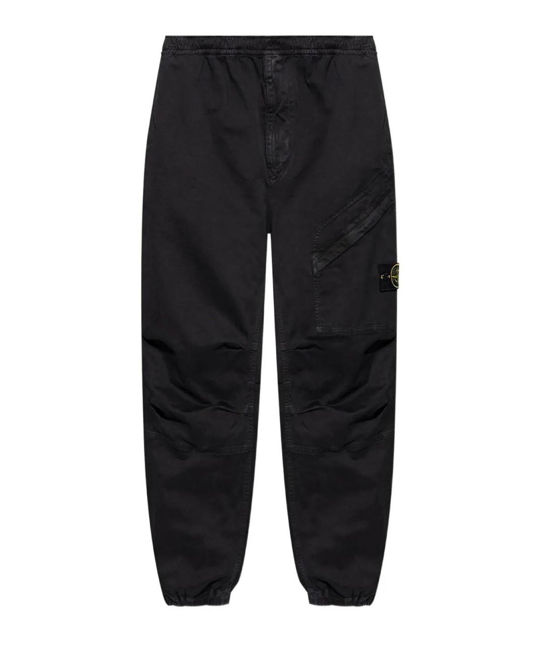 STONE ISLAND Черные хлопковые повседневные брюки, фото 1