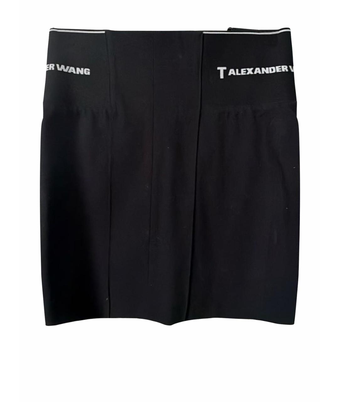 ALEXANDER WANG Черная хлопко-эластановая юбка мини, фото 1
