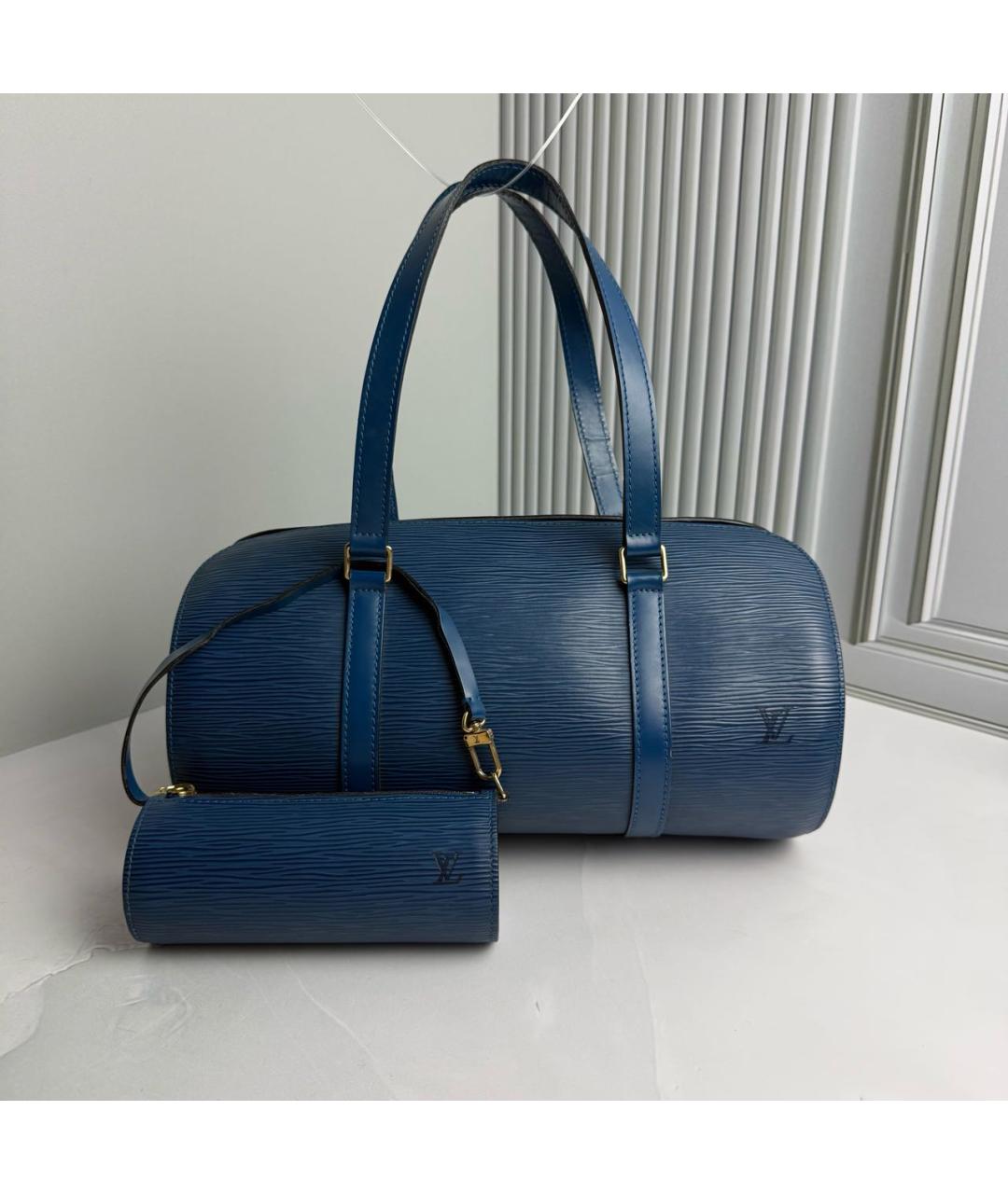 LOUIS VUITTON Синяя сумка через плечо из канвы, фото 8