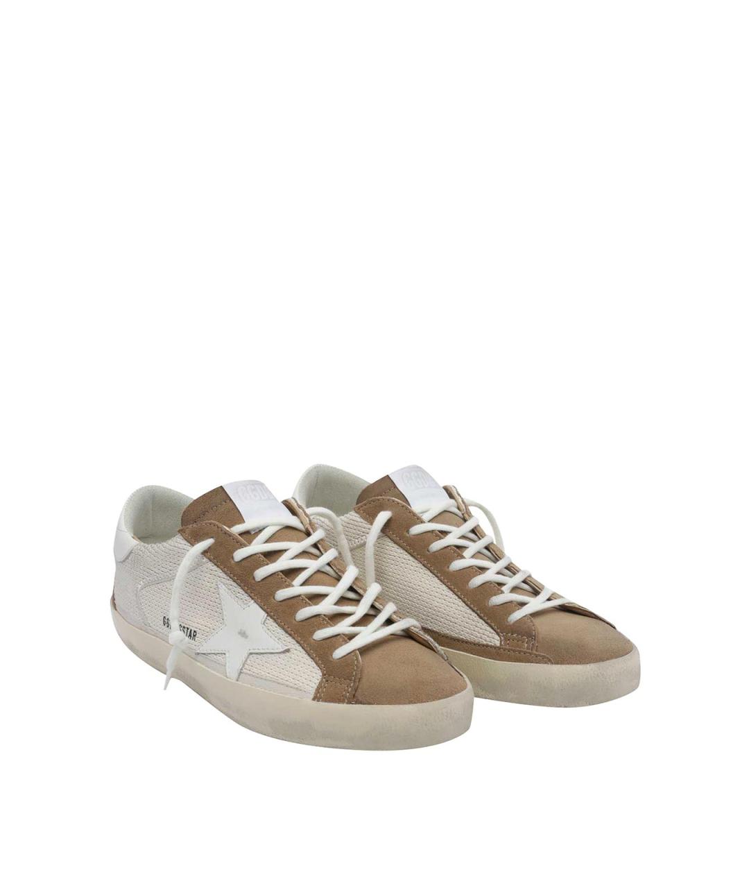 GOLDEN GOOSE Бежевые кожаные низкие кроссовки / кеды, фото 2