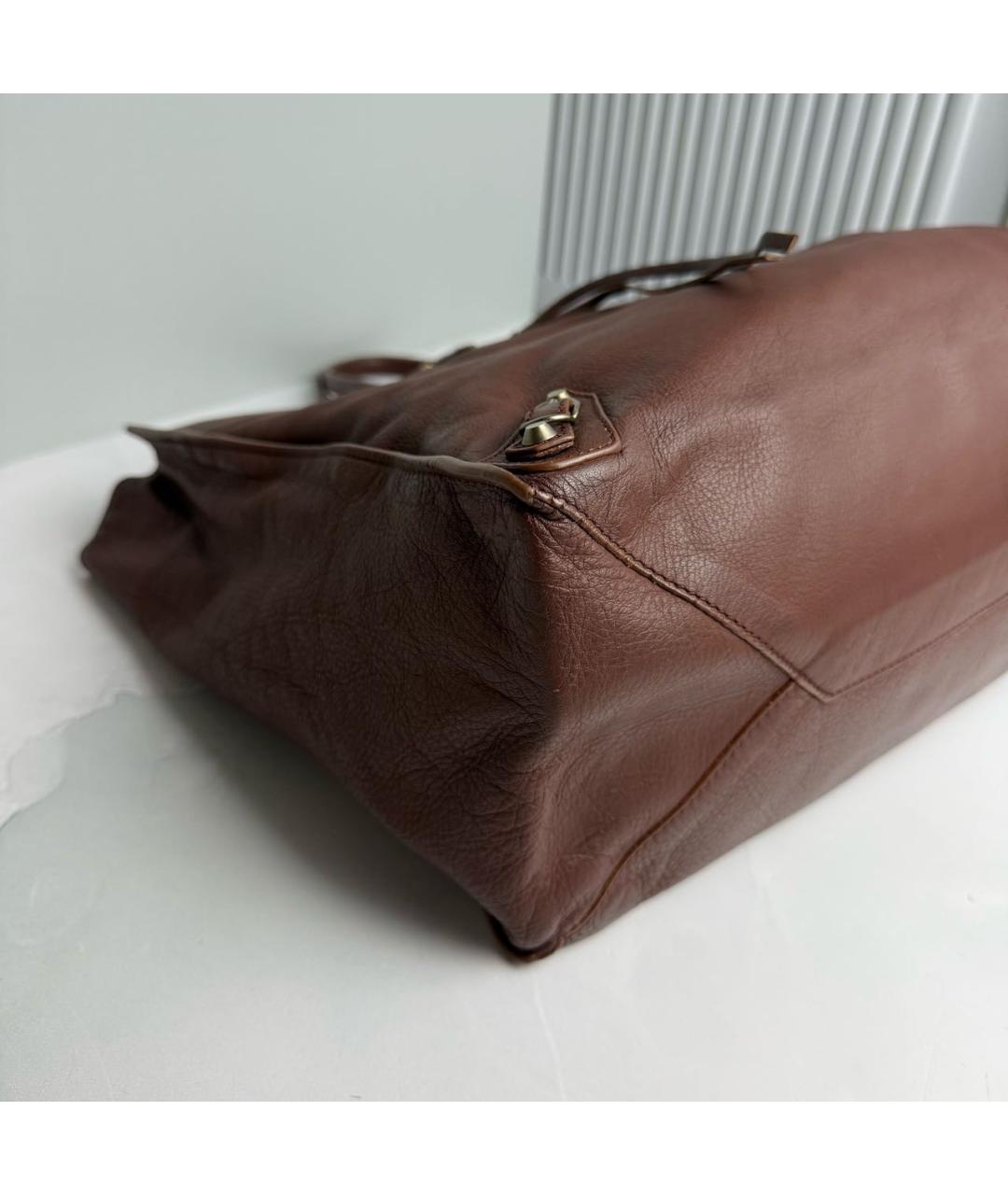BALENCIAGA Коричневая кожаная сумка тоут, фото 5