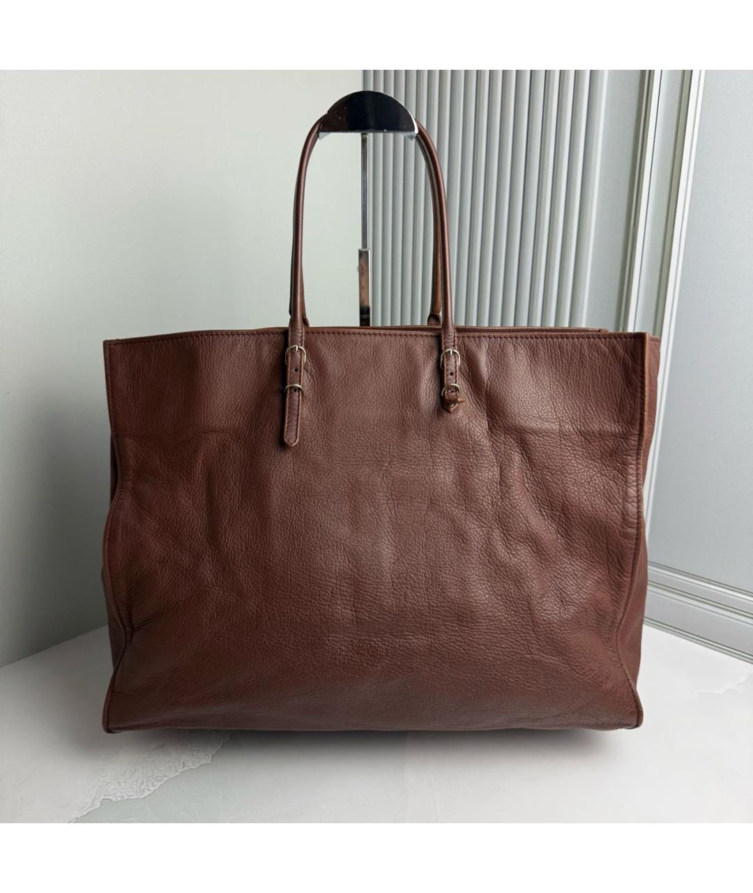 BALENCIAGA Коричневая кожаная сумка тоут, фото 2