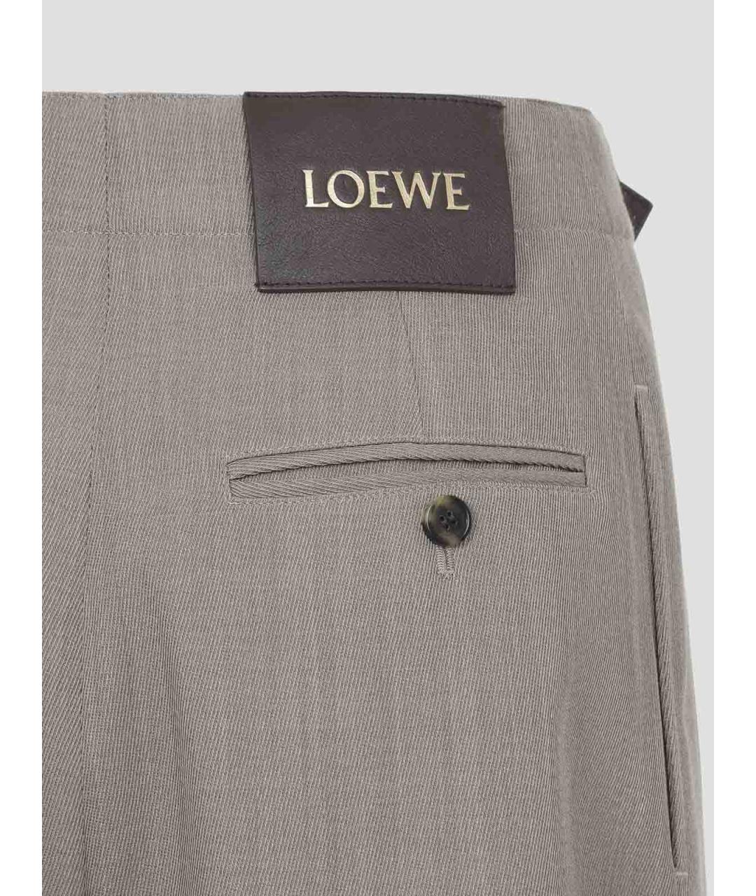 LOEWE Бежевые кожаные брюки широкие, фото 3