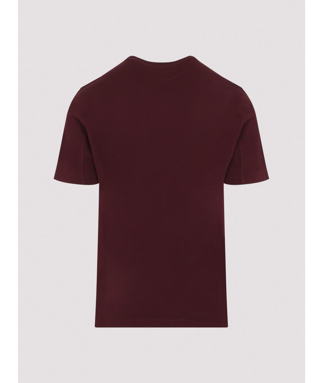 BRUNELLO CUCINELLI Бордовая хлопковая футболка, фото 2