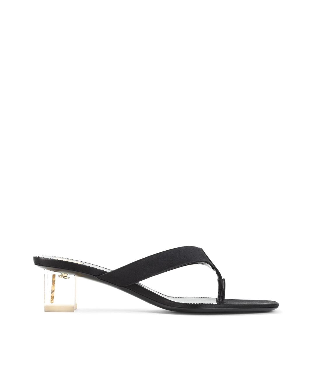 SAINT LAURENT Черные текстильные мюли, фото 1
