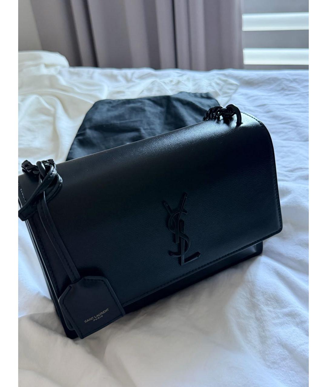 SAINT LAURENT Черная кожаная сумка через плечо, фото 2