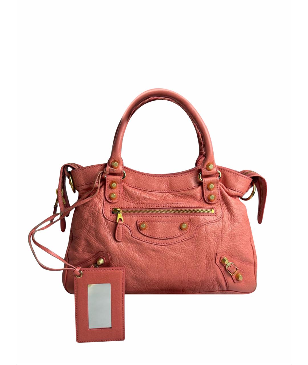 BALENCIAGA Розовая кожаная сумка с короткими ручками, фото 9