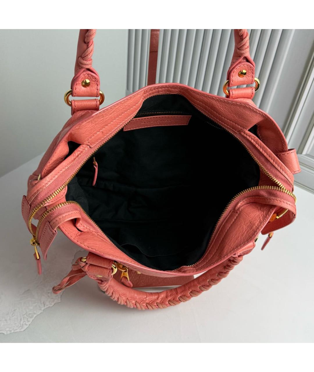BALENCIAGA Розовая кожаная сумка с короткими ручками, фото 6