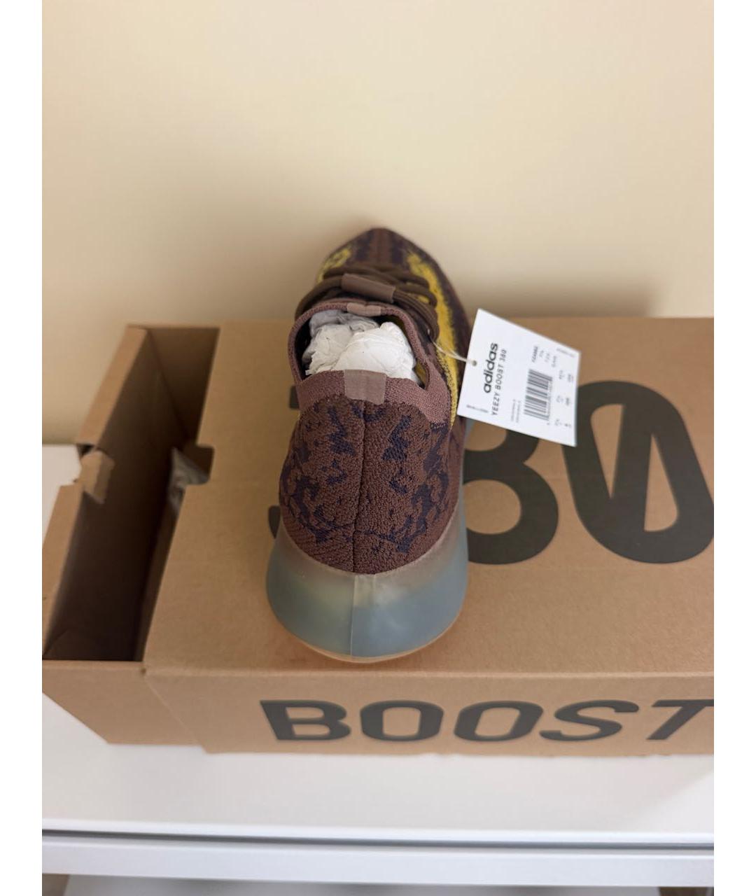 ADIDAS YEEZY Коричневые текстильные низкие кроссовки / кеды, фото 3