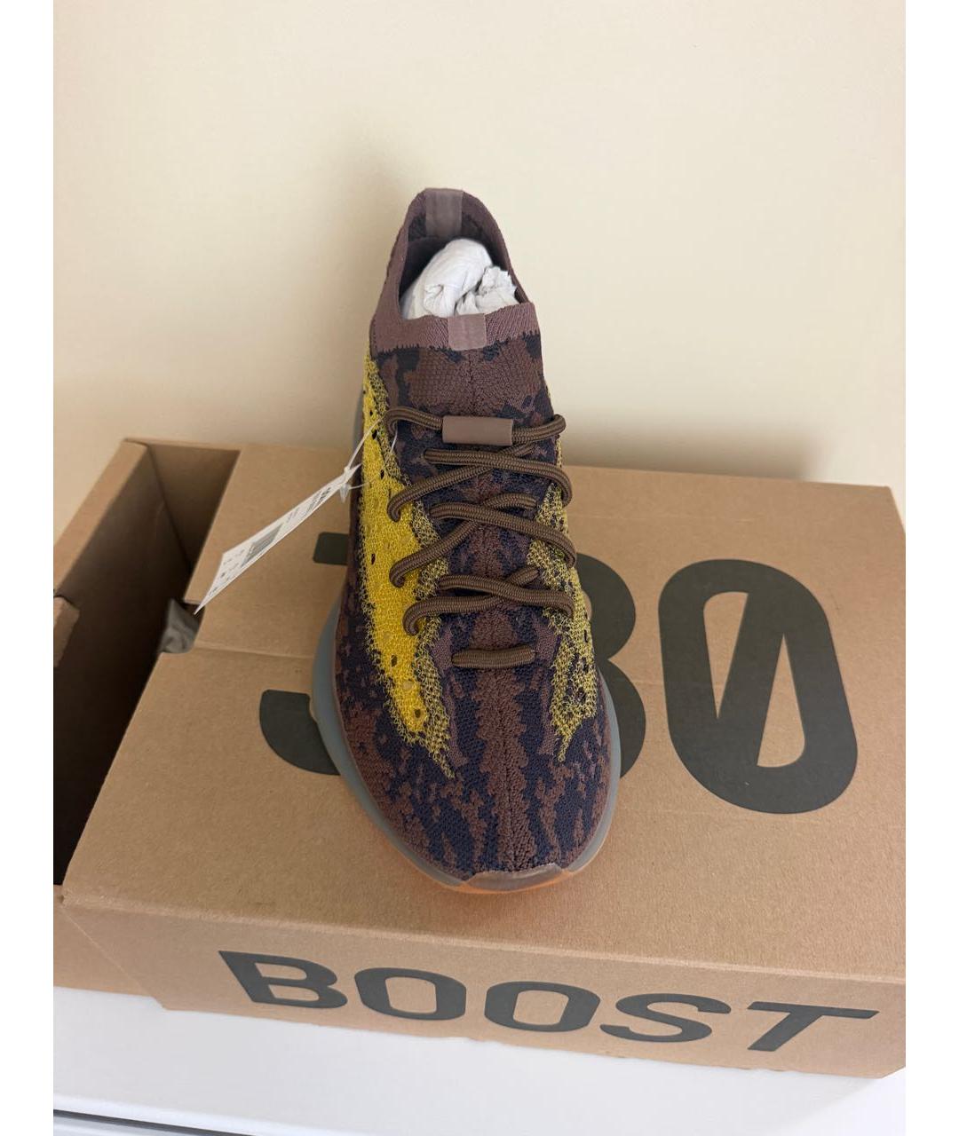 ADIDAS YEEZY Коричневые текстильные низкие кроссовки / кеды, фото 2