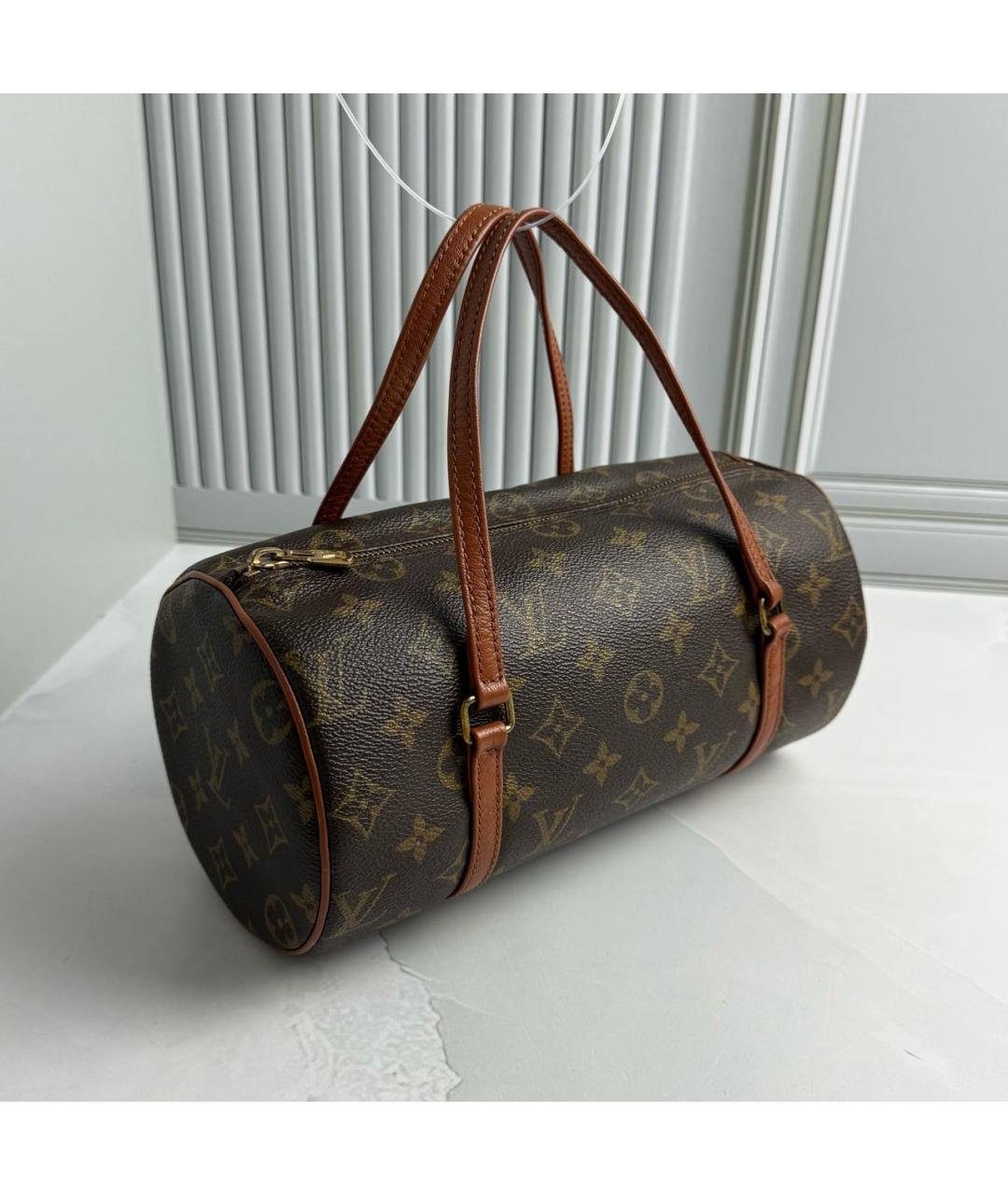 LOUIS VUITTON Коричневая сумка с короткими ручками из канвы, фото 4