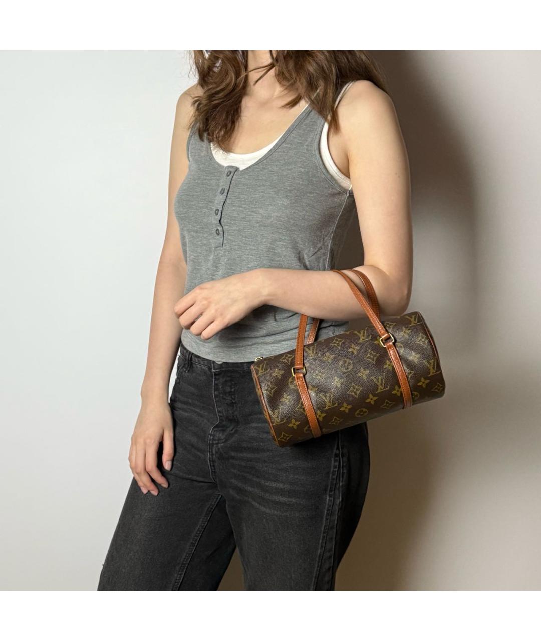 LOUIS VUITTON Коричневая сумка с короткими ручками из канвы, фото 8
