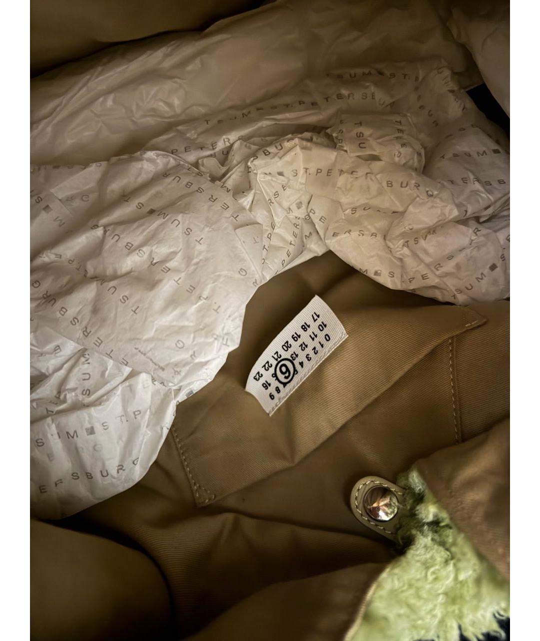 MM6 MAISON MARGIELA Зеленая меховая сумка тоут, фото 4