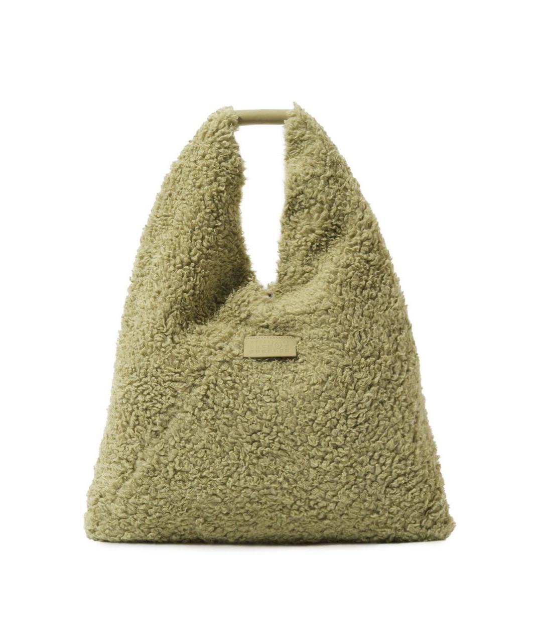 MM6 MAISON MARGIELA Зеленая меховая сумка тоут, фото 1