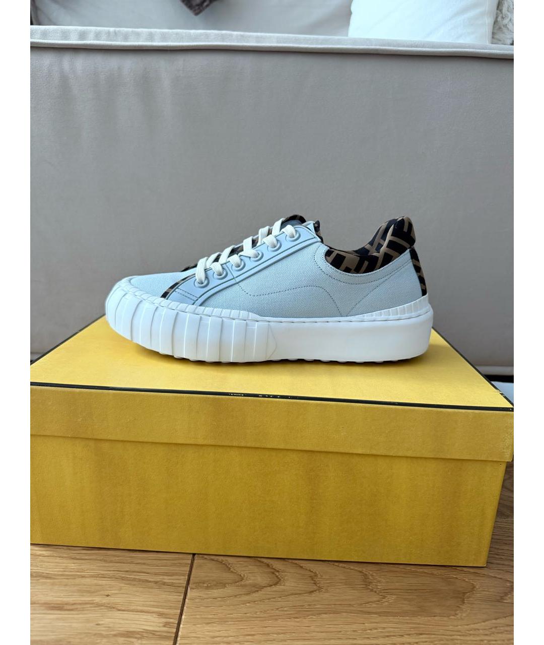 FENDI Голубые текстильные кеды, фото 7