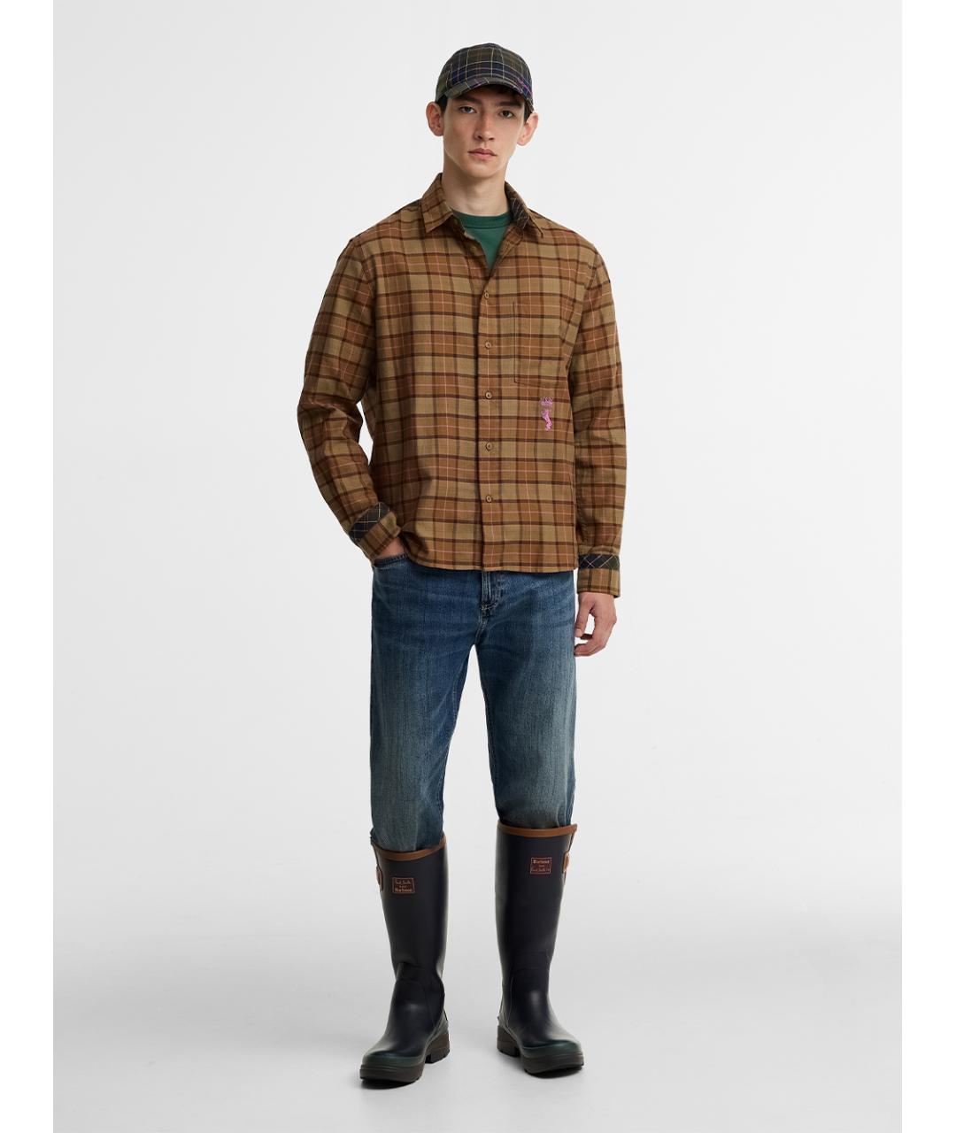 BARBOUR Коричневая хлопковая кэжуал рубашка, фото 3