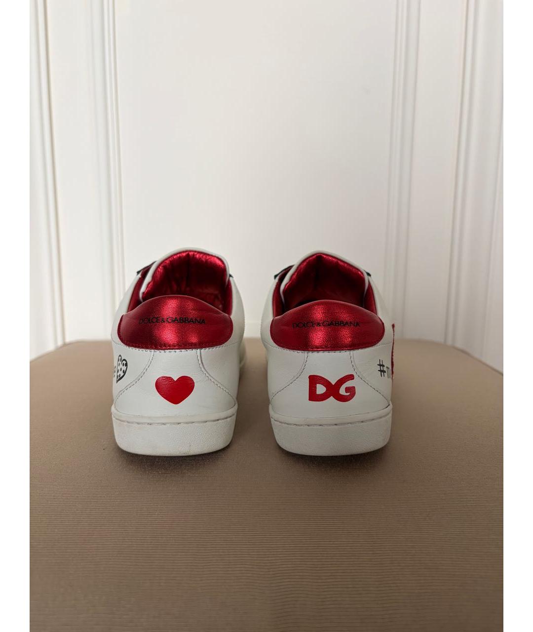 DOLCE&GABBANA Белые кожаные кеды, фото 4