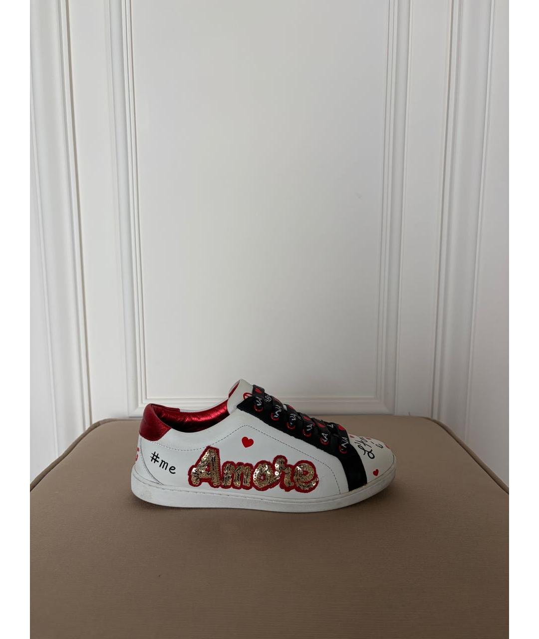 DOLCE&GABBANA Белые кожаные кеды, фото 9