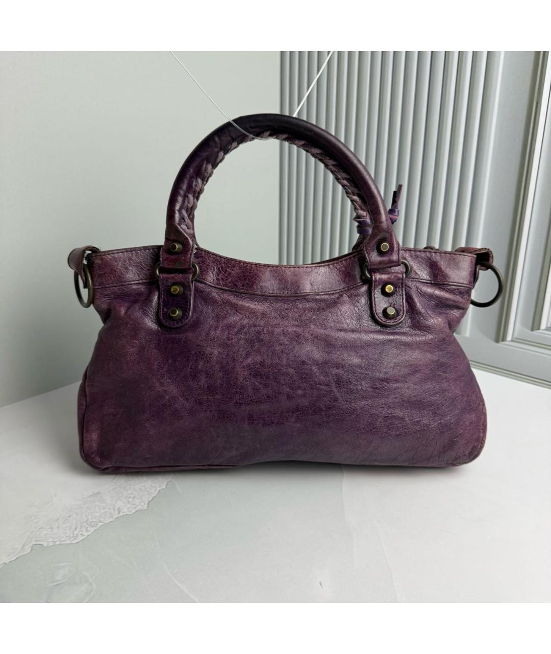 BALENCIAGA Фиолетовая кожаная сумка с короткими ручками, фото 3