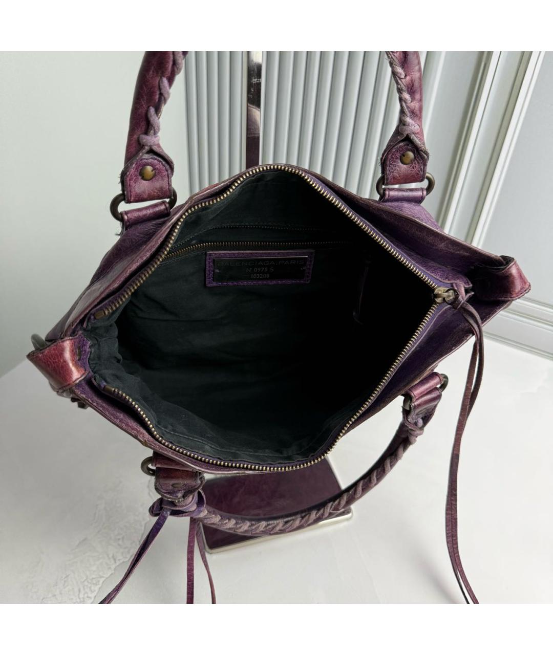 BALENCIAGA Фиолетовая кожаная сумка с короткими ручками, фото 8