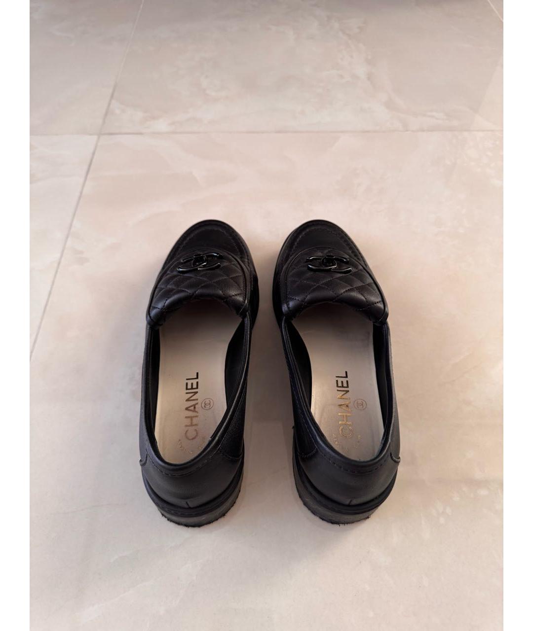 CHANEL Черные кожаные лоферы, фото 3