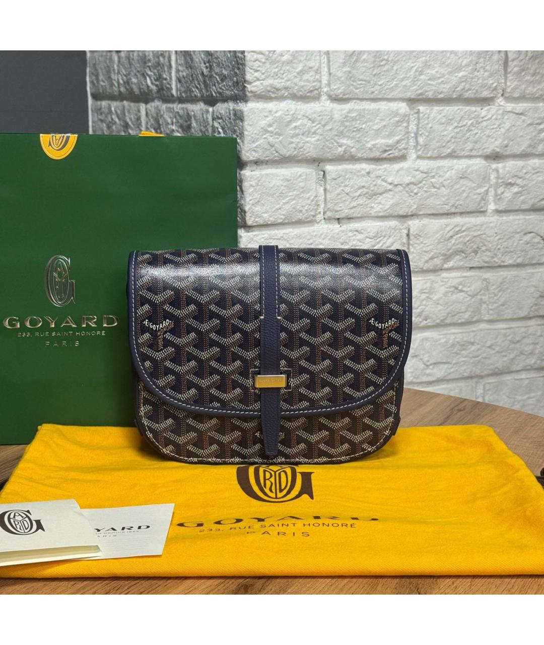 GOYARD Темно-синяя сумка на плечо из канвы, фото 2