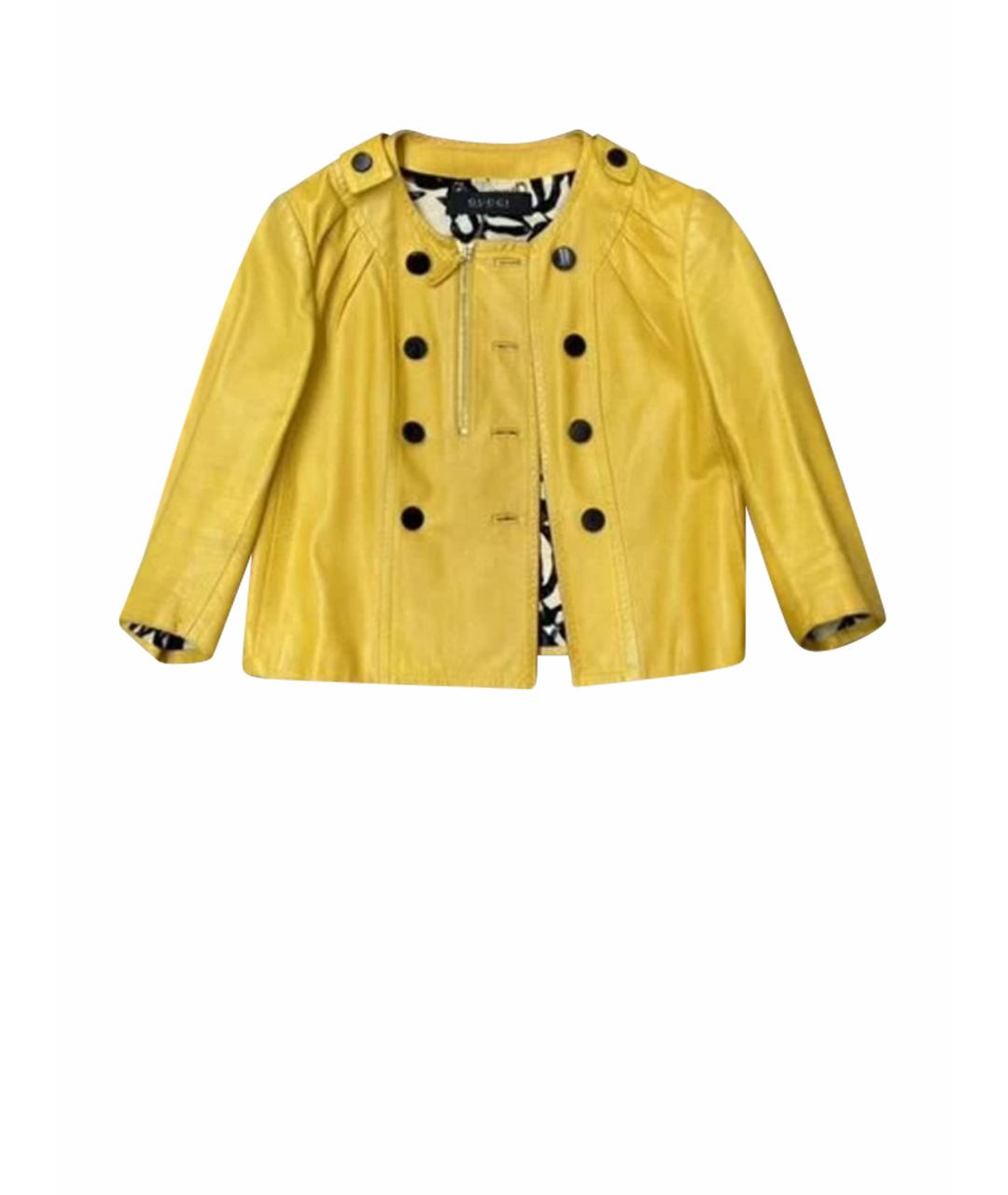 GUCCI Желтая кожаная куртка, фото 1