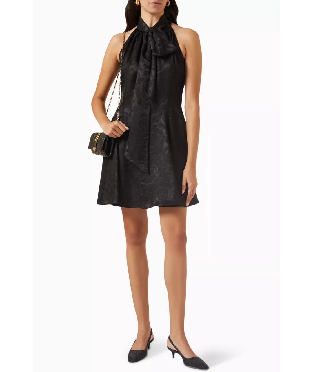 VERSACE Черное вискозное коктейльное платье, фото 4