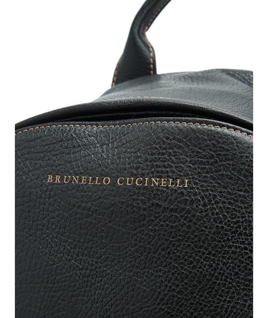 BRUNELLO CUCINELLI Черный кожаный рюкзак, фото 5