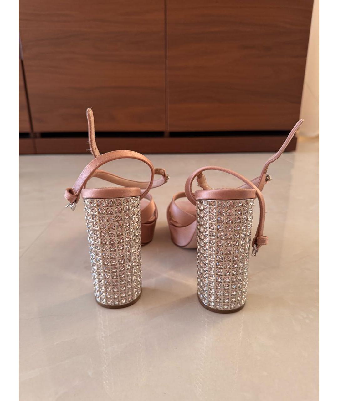 MIU MIU Розовые текстильные босоножки, фото 4