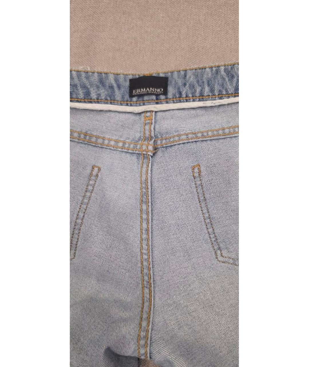 ERMANNO SCERVINO Голубые хлопковые прямые джинсы, фото 3